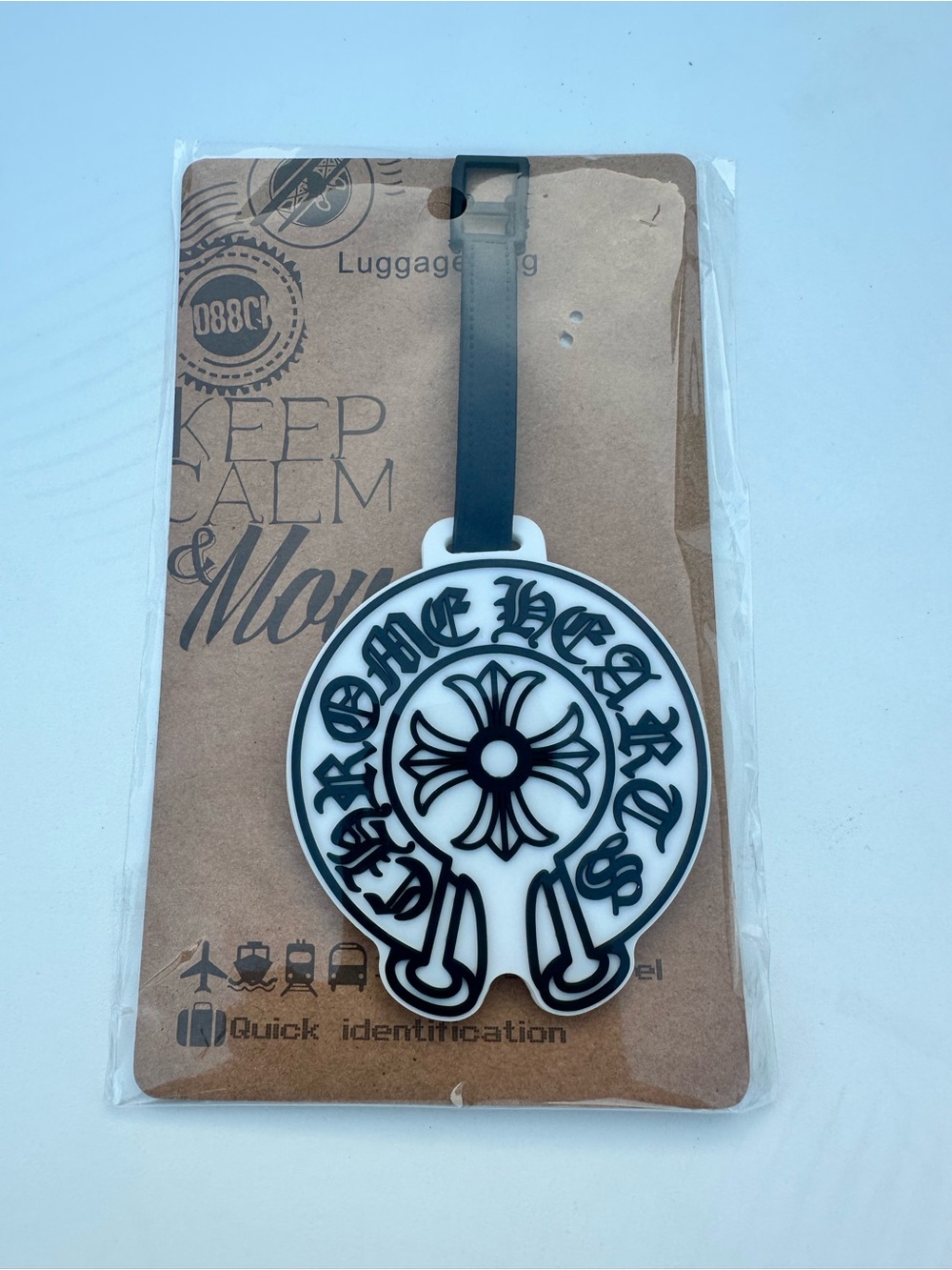 Chrome Hearts Black and White Round Logo Luggage Tag